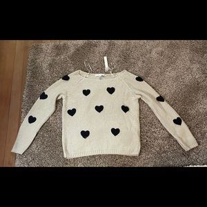 Lauren Conrad Applique heart sweater NWT Medium